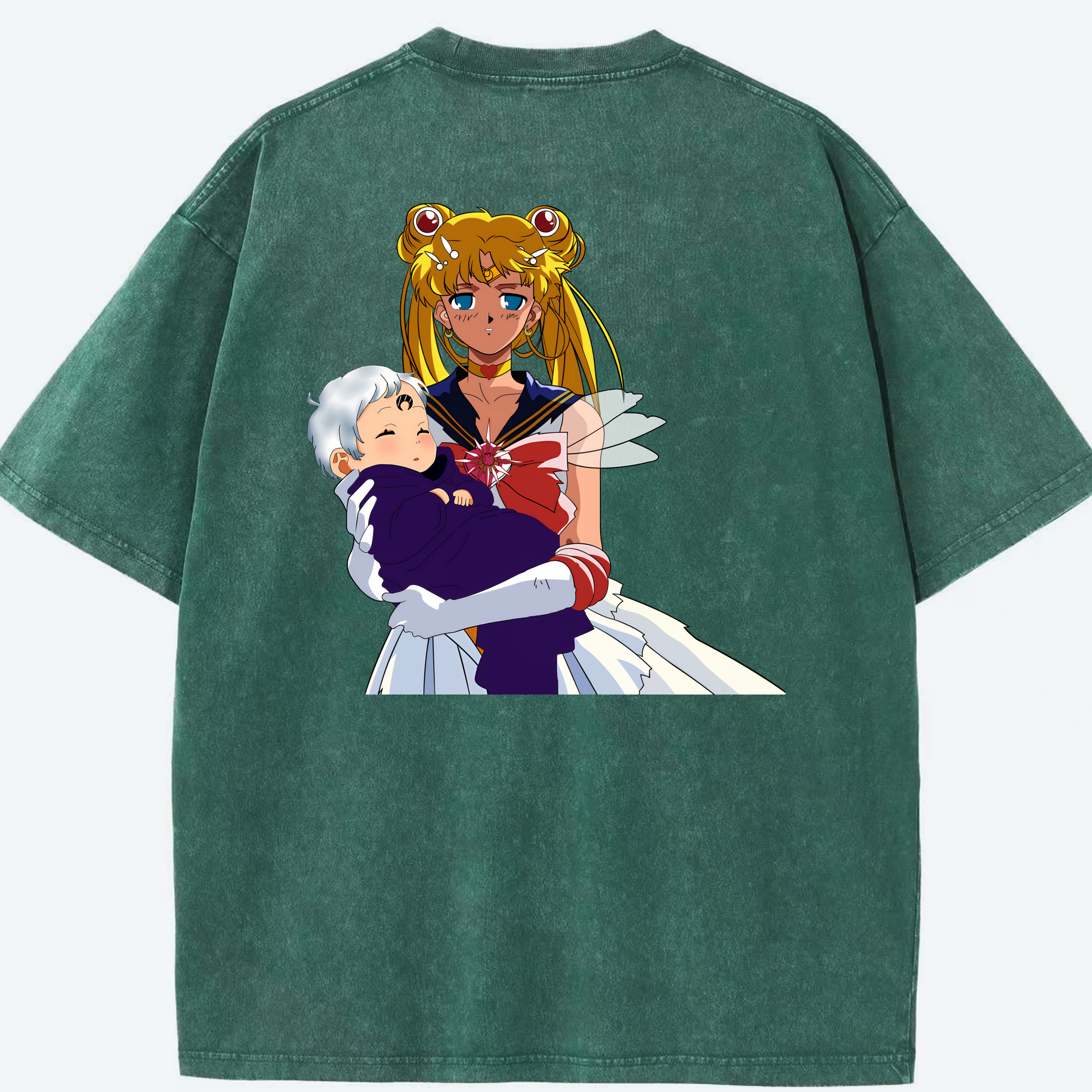 （画像用） 美少女戦士セーラームーン 月野 うさぎ つきの うさぎ Sailor Moon Tsukino Usagi 綿100% ヴィンテージ風 半袖Tシャツ（背面プリント）